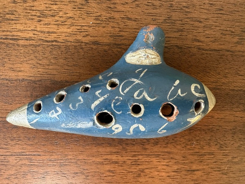 Vintage Ocarina GB Guido Bondi Sweet Potato Flute Hand Painted Clay