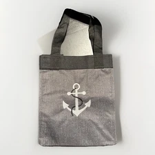 Thirty One Essential Storage Tote Charcoal Crosshatch Anchor US Navy Mom