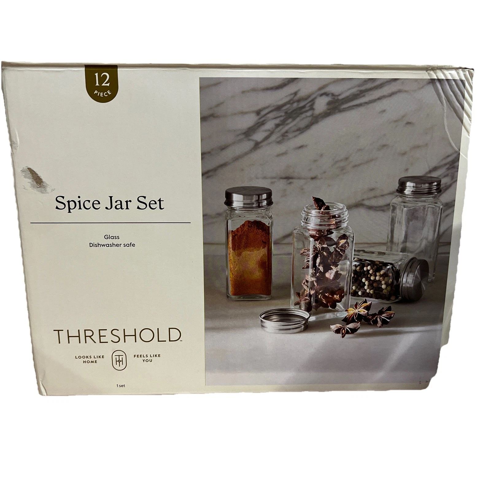 Threshold Square Spice Jar Set 3oz. 12pc. Glass Dishwasher Safe