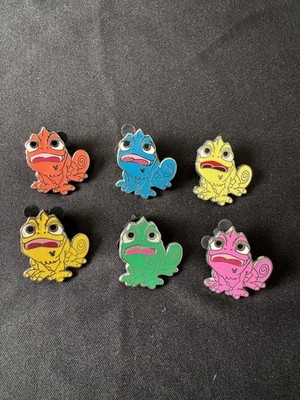 Disney Pin Set of 6 Pascal Tangled Pink Blue Green Orange Yellow Duplicate
