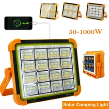 Portable LED Solar Rechargeable Work Light Outdoor Camping Security Flood Lights