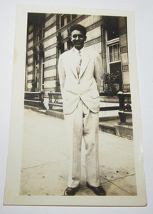 Vintage Photo Military Army Soldier on Leave wearing Suit WWII 2 3/4" x 4 1/2"
