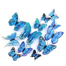 Butterfly Wall Decor/48 PCS, 3D Butterflies Stickers for Party 24 Blue