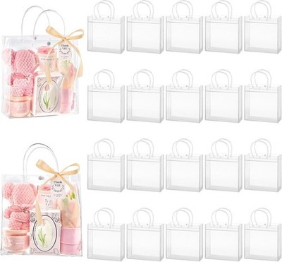 Paquete de 20 bolsas de regalo de plástico transparente con asa. neuvo. 2025.
