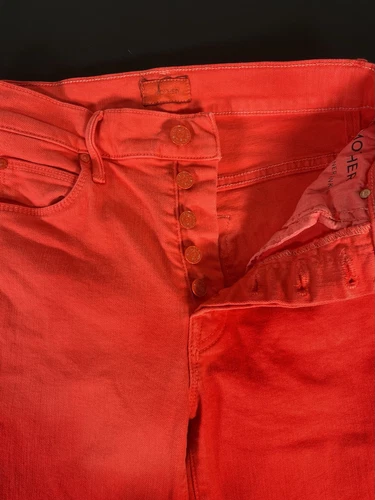 MOTHER Women's Size 24 The Stunner Ankle Fray Play Date Tomato Wash Jeans - Picture 9 of 16