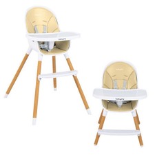 4-in-1 Convertible Baby High Chair Infant Feeding Chair with Adjustable Tray-Bei