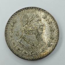 1959 Mexico 1 Un Peso .100 Silver Coin Round Jose Morelos Mexican Eagle Snake