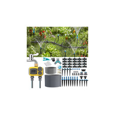 150FT Drip Irrigation System Kit with 2 Zone Water Timer for Garden