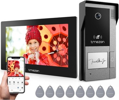 TMEZON 2 DRAHT WLAN VIDEO TÜRSPRECHANLAGE KLINGELANLAGE mit 7'' TOUCH MONITOR