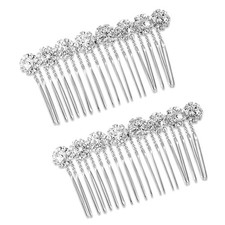 2Pcs Rhinestone Side Hair Combs Alloy Pearl Hair Comb Hairs Combs for Women A...