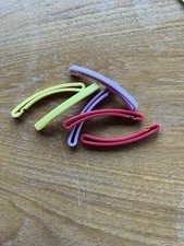 3 Pair Vintage Goody Plastic Barrettes In Yellow Purple Red Retro 70 s Era Mod