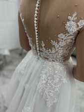 Off-white Beaded top wedding dress sparkly tulle A-line