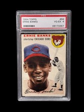 ERNIE BANKS CHICAGO CUBS 1954 TOPPS ROOKIE CARD #94 GRADED VG-EX PSA 4