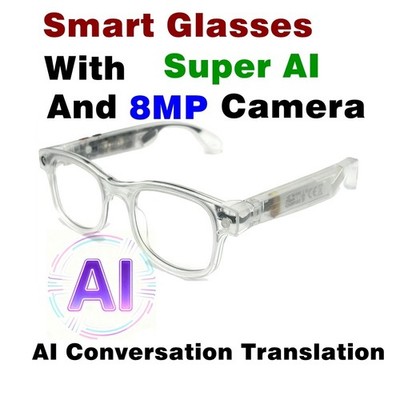 Smart Glasses AI Translation 8MP Camera Photo Video Bluetooth fit IOS/Andriod