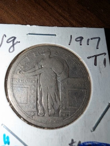 1917 P T1 Standing Liberty Quarter VG+ 90% Silver Coin Key Date