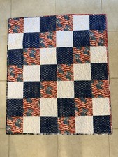 Small Patriotic Baby Quilt Wall Hanging Lap Quilt Flag USA