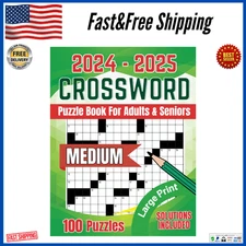 2024-2025 Crossword Puzzle Books For Adults Large Print 100 Puzzles With Solutio