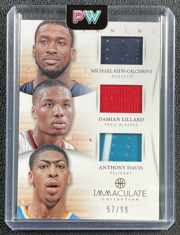ANTHONY DAVIS DAMIAN LILLARD MKG 2012-13 PANINI IMMACULATE TRIOS JERSEY RC 57/99