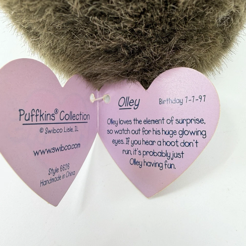 SWIBCO Vintage Puffkins 6664 SWOOP Falcon 6626 OLLY Owl Plush Tag Lot Of 2 VTG - Image 4 of 4