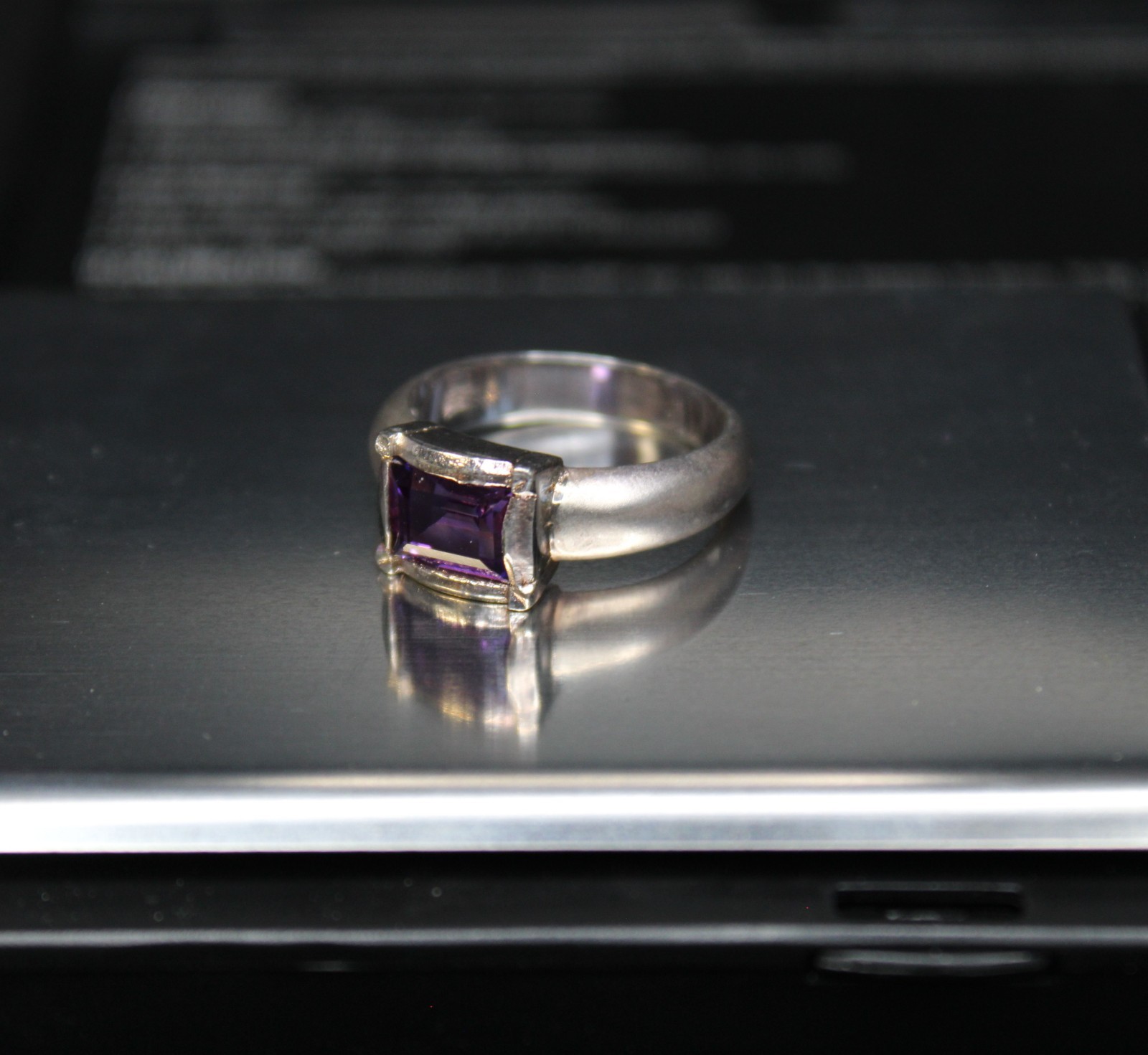 925 Silver Ring with Rectangle Amethyst Stone Siz… - image 8