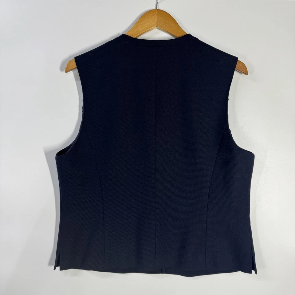 Colete Feminino Talbots 14 Azul Marinho Mistura de Lã Forrado Y2K Smoking Vovó Clássico Atemporal - Imagem 2 de 4