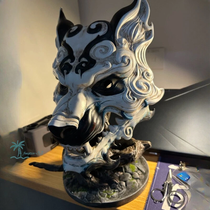 Black Myth: Wukong White Face Mask Ornament The Monkey King Mask Wearable Cool - Image 4 of 4