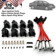 8 Pack Square Ignition Coil & Spark Plug Wire For Chevy GMC 4.8L 5.3L 6.0L 8.1L