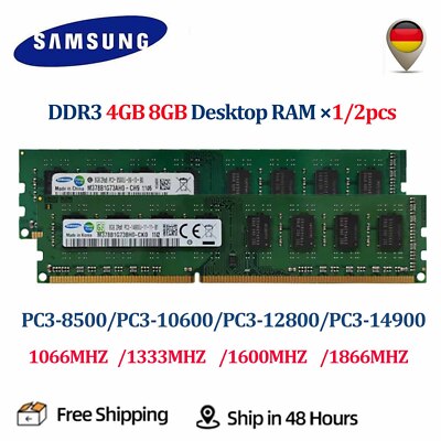 Samsung DDR3 4GB 8GB PC Memory RAM 1066 1333 1600 1866MHz Desktop DIMM