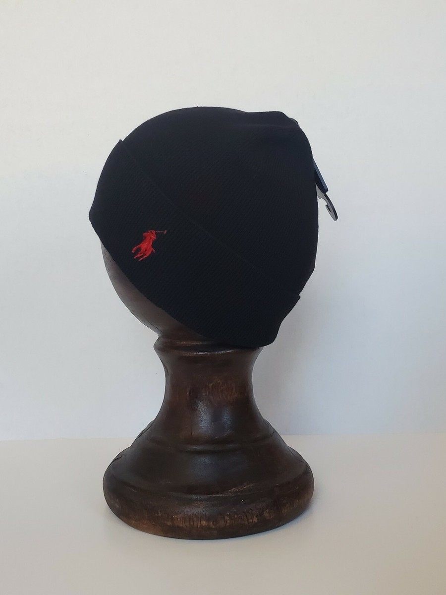 Polo Ralph Lauren Men's Rib-Knit Cotton Beanie, Hat, Skull Ski, Black, One  Size