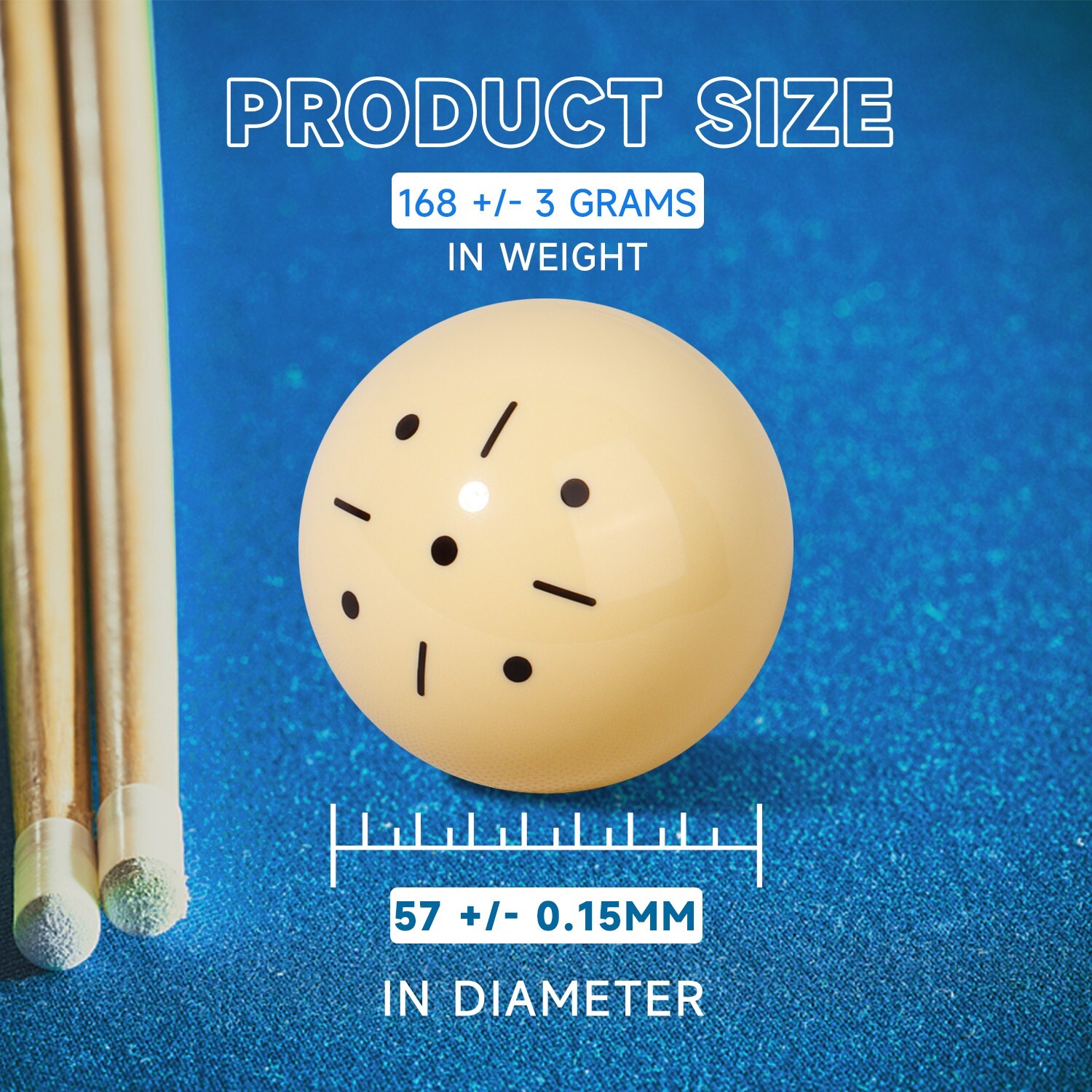 PRO 21/4" Regulation Size BLACK Dots Billiard Practice Training Pool