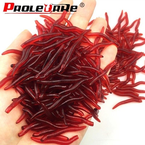 50 or100Pcs Lifelike Silicone Worm Soft Lures Earthworm Artificial Rubber Baits