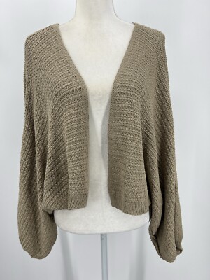 Anna and Ava Cardigan Sweater Womens One Size Tan Balloon Sleeve Boho Open Front