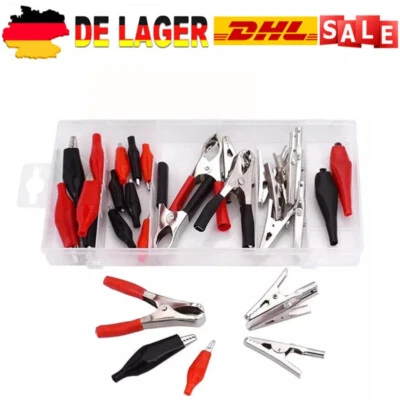 MARKENLOS Krokodilklemmen, 30 Stück im Set, 6 Ausführungen, Batterie Krokoklemmen