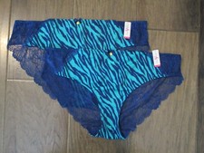 ASHLEY STEWART 2-PACK BLUE ANIMAL PRINT LACE BACK PANTIES SIZE 22/24