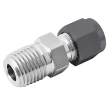 FITOK 316 SS Thermocouple Connector Bored Through 1/2 in Tube OD × 1/2 Male NPT 