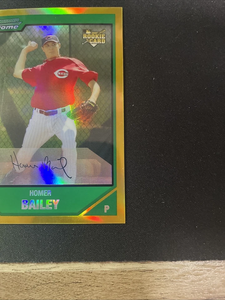 Tarjeta de novato Bowman 2007 cromada Homer Bailey dorada/50 Foto 4 de 4