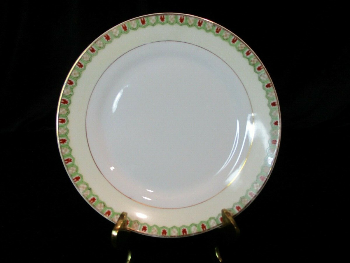 ANTIQUE NORITAKE N195 NIPPON M GREEN RED BORDER GOLD VERGE 11