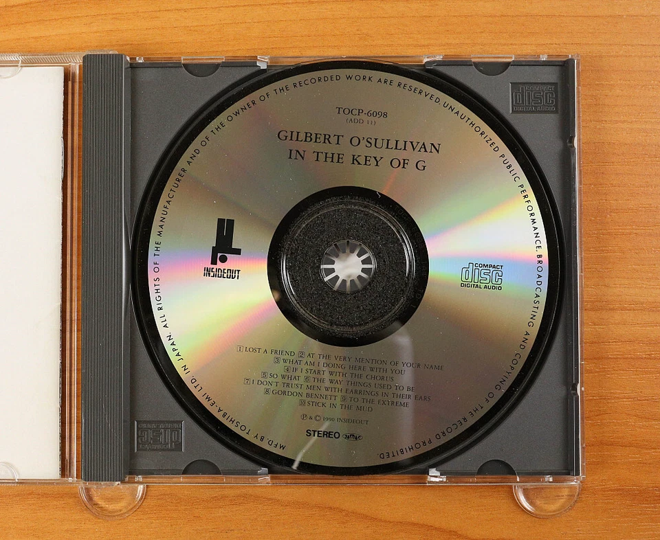 Gilbert O'Sullivan - In The Key Of G CD (Japan 1991 InsideOut) TOCP-6098 Foto 4 de 4