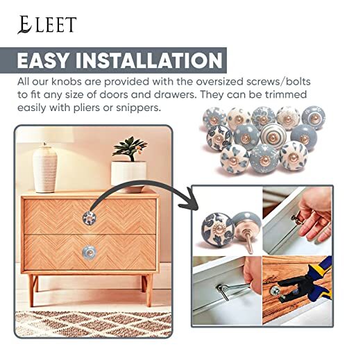 Eleet Assorted Ceramic Cabinet Knobs - Grey & White Ceramic Knobs Set ...