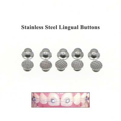 Metal Buttons For Invisalign 100Pcs Dental Orthodontic Bondable Metal Lingual Button Round Mesh Base ...