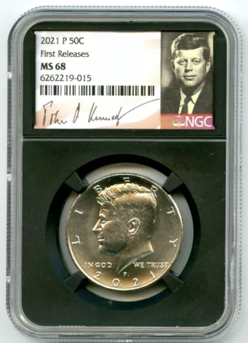 2021 P KENNEDY NGC MS68 HALF DOLLAR RETRO SIGNATURE LABEL FIRST RELEASES 