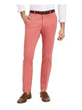 Tommy Hilfiger Men's Modern Fit Stretch Red Solid Dress Pants 34 x 32 yde2824