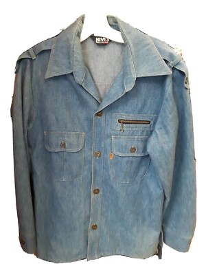 LEVI jeans VinTagE 1970's ORANGE TAB DENIM SHIRT JACKET L ZIP