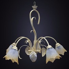 LAMPADARIO plafoniera BIANCO SHABBY FERRO BATTUTO 5L murano camera da letto