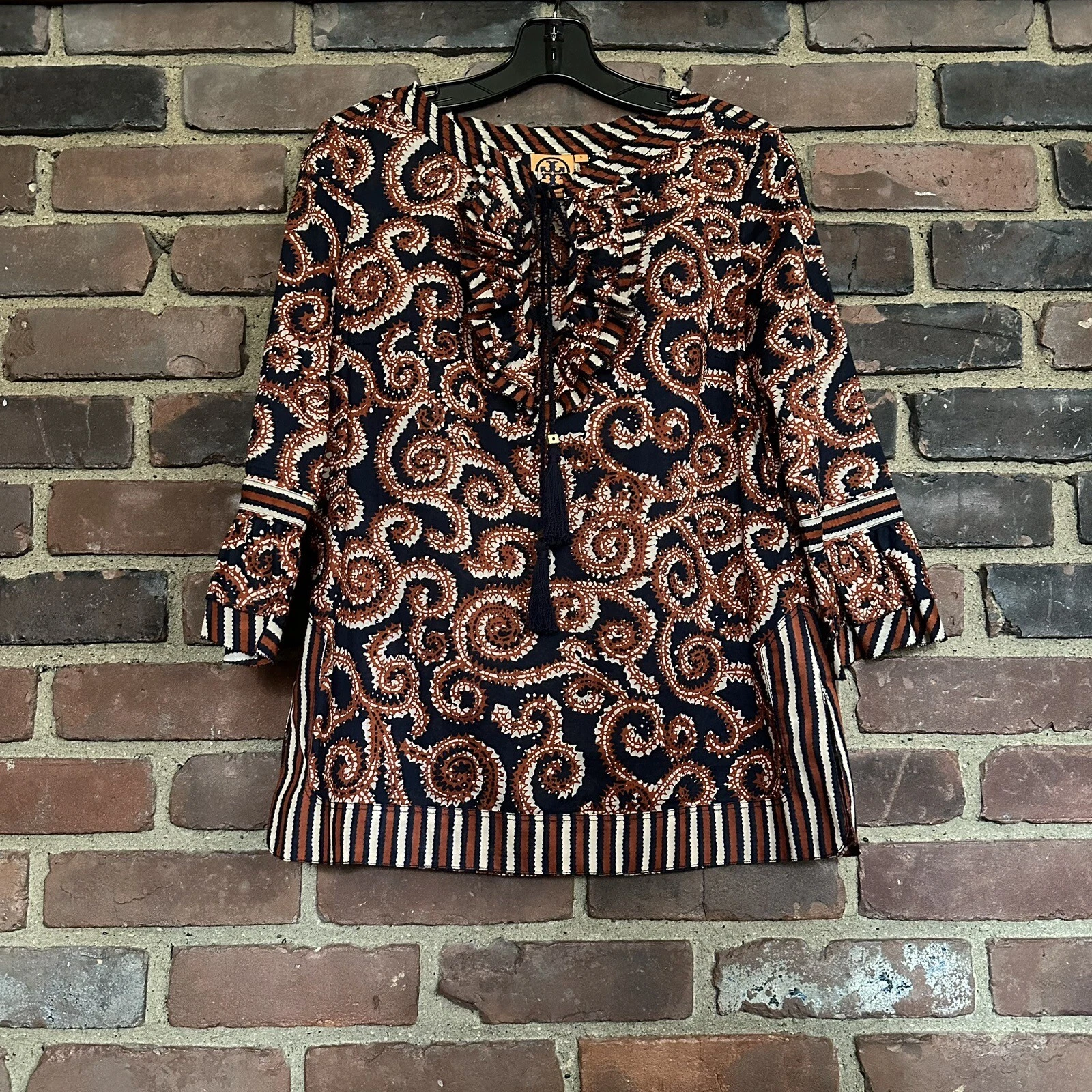 Tunica Tory Burch Gwenna jacquard con volant 6 38 petto manica 3 4 CheapChicPlus