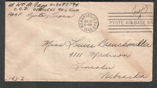 1945 WWII cover Lt William R Fagg CCD Officiers Mail Room PAAF Pyote Monahans TX
