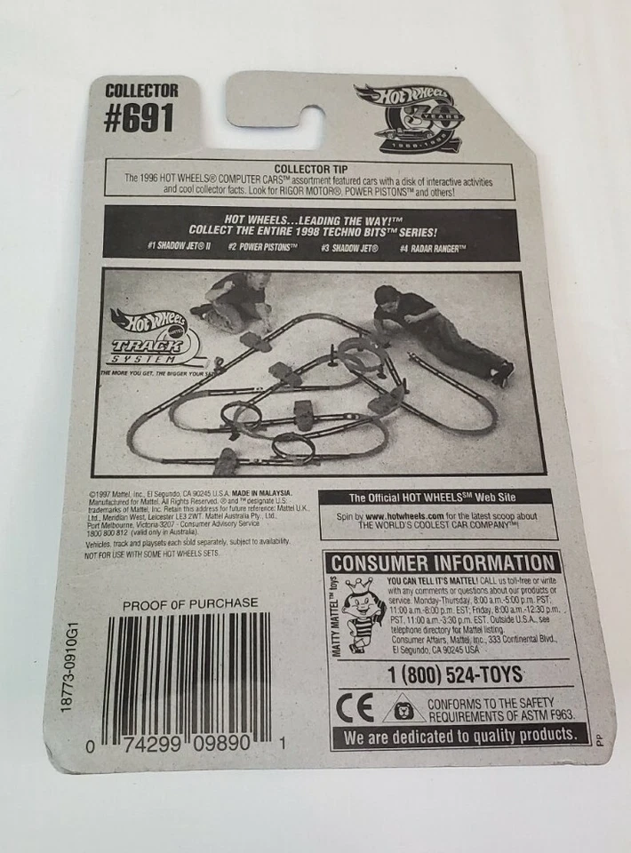 New 1997 Mattel Hot Wheels Diecast 1:64 Techno Bits Series Shadow Jet #691 - Image 4 of 4