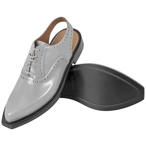 Burberry Cloud Grey Leather Slingback Oxford Brogue Shoes