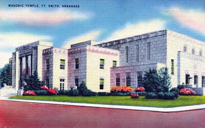 Ft. Smith Arkansas Masonic Temple Linen Postcard