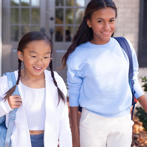 Cozy Girls' Ecosmart Crewneck Sweatshirt - Soft Midweight Fleece Pullover - Picture 3 of 16